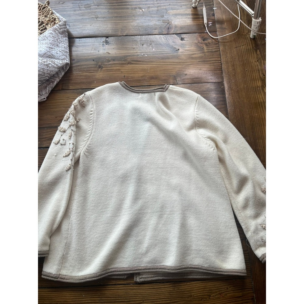 Michael Kors Womens Cream White Chunky Knit Shoulder Zip Pullover Sweater Small